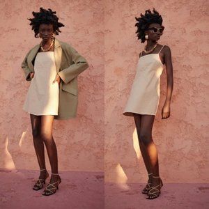 Zara STRIPED MINI DRESS BEIGE